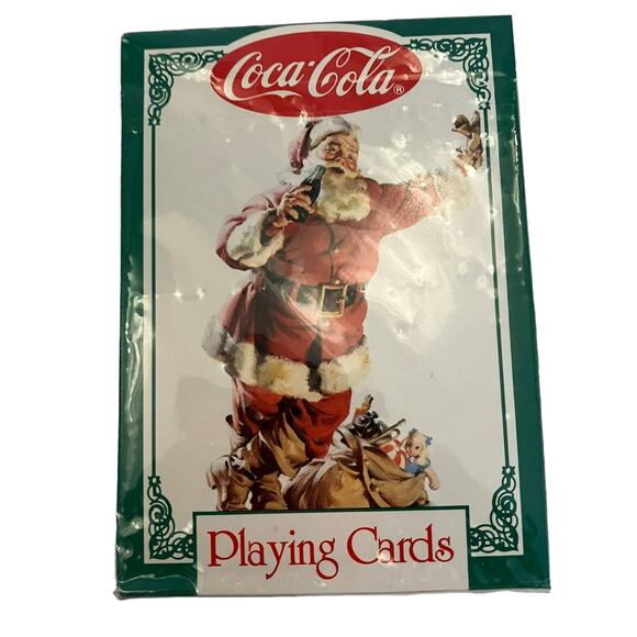 Vintage 1993 Coca Cola Christmas Santa Playing Cards In Tin - Picture 3 of 7
